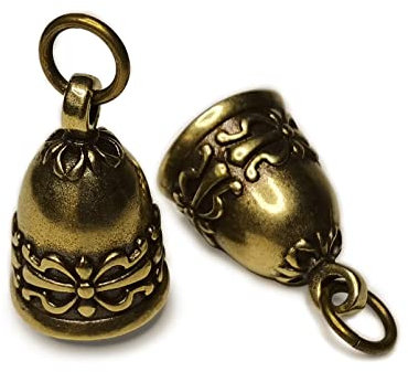 Schutzglocke Motorrad, Messingschlittenglocken für Schlüsselanhänger, Gremlin Bell Engel für Auto, Mini Weihnachtsmann, Antike Glücks-Ornamente, geschnitzte Glocke Dekor für Haustier/Hund [2 Stück]