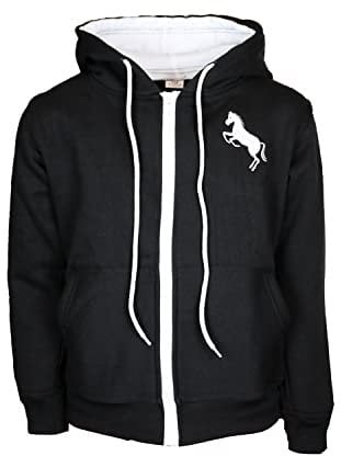 MS-Trachten Kinder Sweatjacke Paula Reitjacke Kaputzenjacke Pferd Hoodie schwarz (134/140)