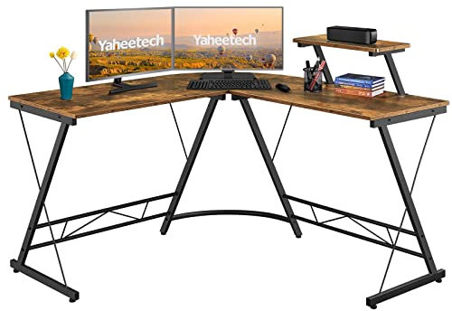 Yaheetech Scrivania per Computer Porta PC Tavolo a Forma L Scrivania ad Angolo Tavolo da Gaming Salvaspazio Tavolo da Studio Ufficio 130 x 130 x 96,5 cm