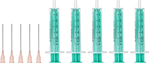 MedixX 5 Stück Spritzen-Set mit stumpfer Nadel verschiedene Größen für Hobby und Heimwerk - Spritzen einzeln steril verpackt (5x 5ml Spritze & 5x Kanüle)