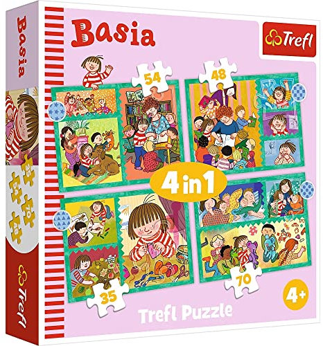 Trefl - Basia, Die Abenteuer von Basia - 4-in-1 Puzzles, 4 Puzzles, von 35 bis 70 Elementen - Puzzles mit Märchenfiguren, unterschiedliche Schwierigkeitsgrade, Unterhaltung, für Kinder ab 4 Jahren