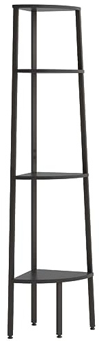 Makastle Eckregal Bücherregal mit 4 Ebenen, Lagerregal Leiterregal Aufbewahrungsregal Pflanzenregal fürs Wohnzimmer Büro, Industrial-Design, Schwarz 45,5x31,5x150 cm