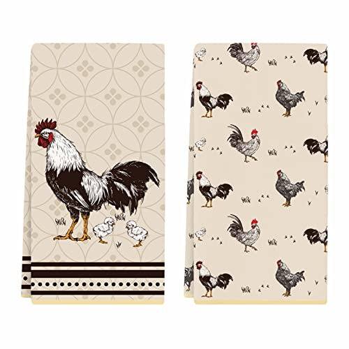 Küchentücher mit Hühnermotiv, 2 Stück, Vintage-Geschirrtücher, Hühnermutter, Geschenke für Frauen, Bauernhaus, Küche, Badezimmer, Dekoration, Geburtstag, Einweihungsgeschenk für Hühnerliebhaber,