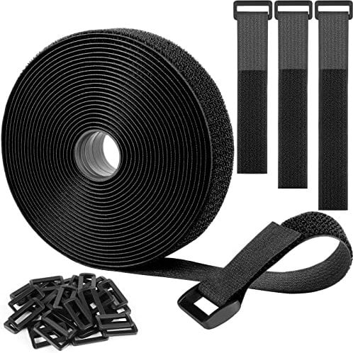 6m klettband kabelbinder mit 30 Schnalle, Frei Zuschneidbar Klettverschluss Band - 3cm Breit, wiederverwendbare kabelbinder klettband