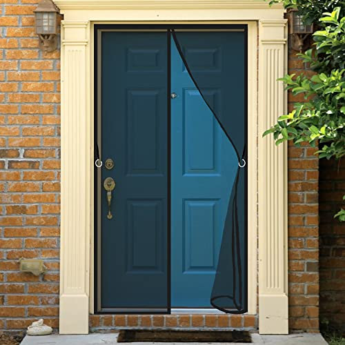 Tenda Zanzariera Magnetica Porta Finestra, 295 x 295 cm Zanzariere Scorrevoli, Chiusura Automatica per Balcone Soggiorno Patio, Nero