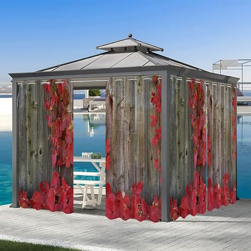 REDLEO Tende per pergola, impermeabili, oscuranti, termiche, per esterni, con occhielli, tende da giardino per pergola, patio, 132 x 274 cm, 2 pannelli, porta in legno