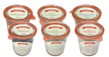 6x Heidehof Mix Paket mit:1 x Leberwurst, 2 x Zwiebelwurst, 1 x Mettwurst, 1 x Pom. Leberwurst + 1 x Rotwurst Glas