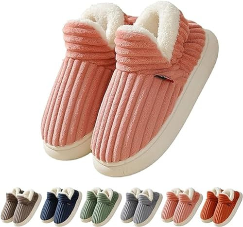 Newdvmmss Pantoufles en mousse à mémoire de forme pour femmes, pantoufles rétro antidérapantes et confortables en peluche, pantoufles d'hiver chaudes et pelucheuses pour la maison,Pink, 38/39 EU