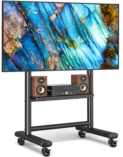 Rfiver Soporte TV Ruedas Soporte TV Pie para TV de 50-86 Pulgadas de Plasma LED LCD, Altura Ajustable Soporte TV Suelo con Balda Alto Carrito TV con Ruedas hasta 68 Kg, VESA Máx 800x600mm