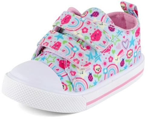 Cheerful Mario 1-5 Año Bebe Niña Zapatos de Lona Zapatillas Casual Deporttivas Patrones Lindos Suaves y Transpirables Flores Azul Claro 21 EU