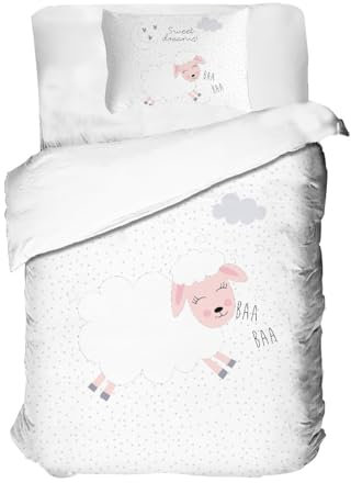 Arle-Living 2 TLG. Baby/Kinder Bettwäsche - Zwergen Edition - 100x135 cm + 40x60 cm - 100% Baumwolle (Schäfchen)