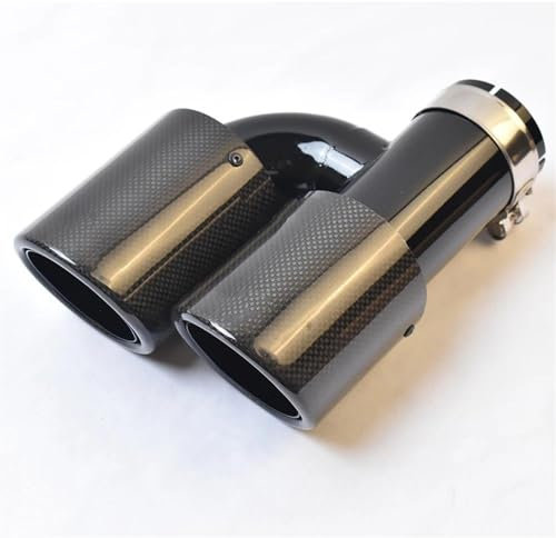 Auspuffrohr 1 STÜCK Rechte Seite Glänzend Schwarz Edelstahl Gerade Schalldämpferrohr Curly Carbon H Style End Tail Auspuffspitze Auspuffblende (Farbe : 70-89MM A)