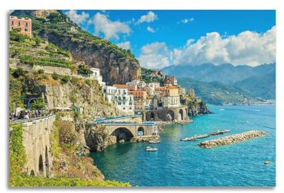 YQXTRB Shoreline Waterfront Poster, Amalfiküste, Italien, Poster, dekorative Malerei, Leinwand, Wandposter und Kunstdruck, moderne Familienschlafzimmer-Dekoration, Poster, 50 x 75 cm