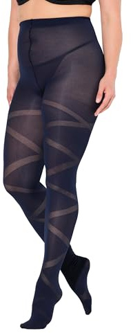 Ulla Popken Damen große Größen Übergrößen Plus Size Strumpfhose, Streifen 831198