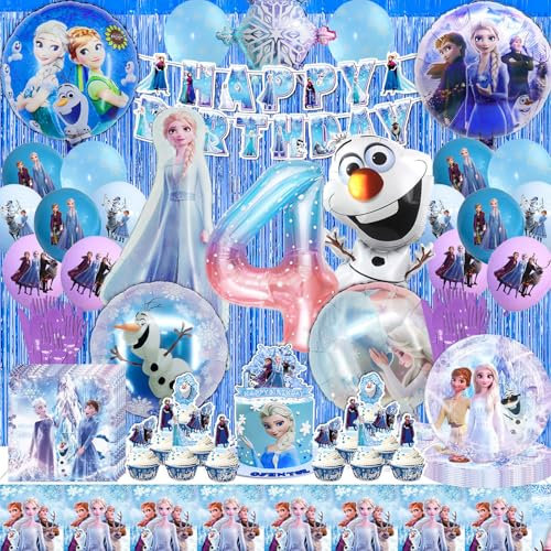 HTTMTTS Els Geburtstagsparty Deko 4 Jahre, Eiskönigin Geburtstagsdeko 4 Jahre Mädchen, Hübsch Snowman Els luftballon Set, Froze Party Deko, Anna und Els Geburtstagsdeko (Els Deko Geburtstag 4)