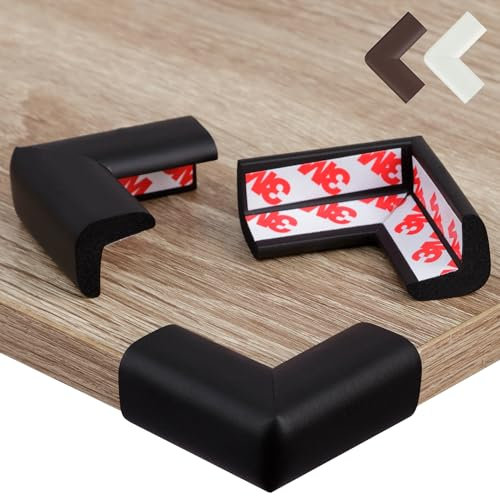 Hoffenbach 20x Baby Corner Protectors – Soft Foam Edge Guard for Kids – Self-Adhesive Bumpers for Child Safety, Furniture, Desks, Tables – Safe & Durable – Black