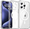 CALOOP Magnetic Case for iPhone 15 Pro Max with MagSafe,Hard Frame Sturdy Shockproof,Camera Full Protection Airbag Corner,Scratch & Yellowing Resistant,Crystal Phone Cover,6.7 inch,Clear