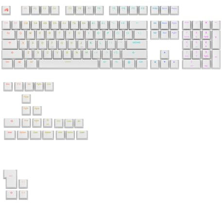 Glorious Gaming - GPBT Backlit Keycaps (White) Translucent Shine Through Legends, Fits 100%, 75% 65% 60% Custom Mechanical Gaming Keyboards, Fits ANSI, ISO, Windows & macOS, English (US)
