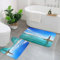 EYLOZS Badezimmerteppich Set 2 Teilig Waschbar rutschfeste Badematte Toilettenmatte Weich Saugfähige Badteppiche,Leuchtturm, Tag, Meer, Segelboote, Leuchtturm, Felsen, klares Meer, Wolken, Insel, Mee