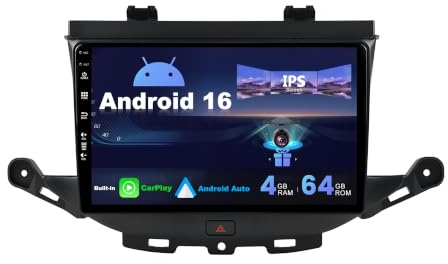 SXAUTO Android 15 Autoradio für Vauxhall Astra K/Buick Verano GS (2016-2020) - Wireless CarPlay/Android Auto - Rückfahrkamera - 2G+64G - Lenkradsteuerung DAB Fast-Boot WiFi DSP - 2 Din IPS 9 Zoll