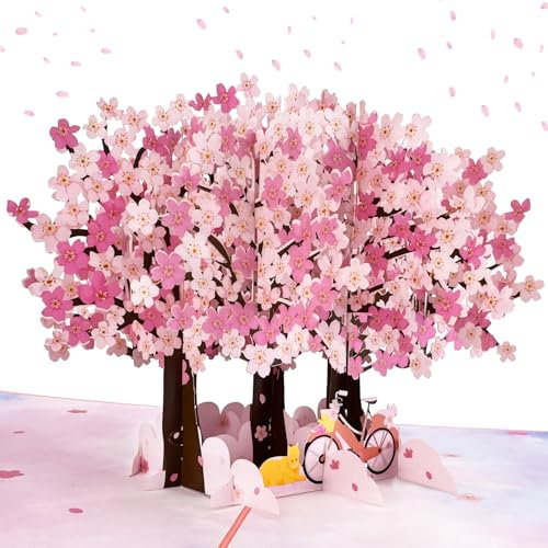 Hierein Pop Up Karte Kirschblüten Baum, Schöne Sakura Geburtstagskarte Frau mit Umschlag, Personalisierte Geschenke Karte Hochzeit für Frau Mutter Ehefrau Freundin, Muttertag Jahrestag Hochzeitstag