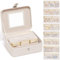 Lifewit Schmuckkästchen Mädchen, Reise Schmuckbox mit Spiegel und Griff, Jewelry Box für Accessoires wie Ohrringe/Ringe, Schmucktasche, Tragbare Schmuckbox, Geschenke, Beige
