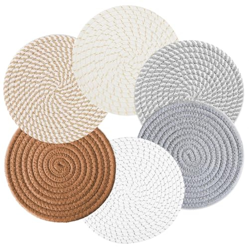 9 Inch Hot Pot Stand with Tripod Base - 6-Pack Heat Resistant Kitchen Trivets for Countertop Protection (8 inch)