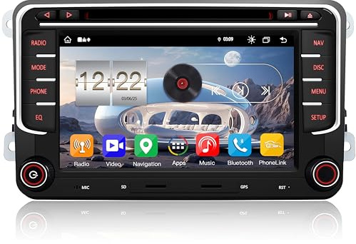 QIIKEN Autoradio 7 4G + 64G Android 13 con navigatore per VW T5 Golf 5 6 Polo Sharan Seat Passat Tiguän, doppio din Radio IPS Schermo Mediareceiver con CarPlay Android Auto Bluetooth PDC RDS CD