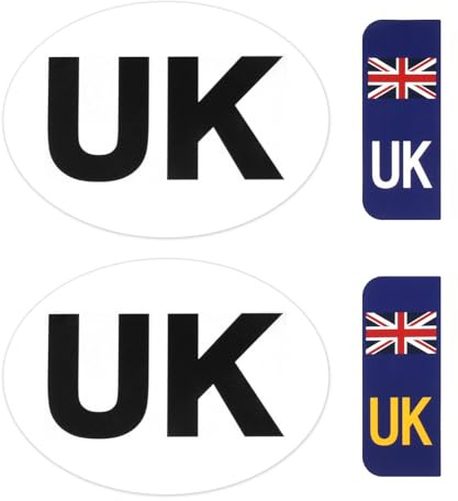 4 Pack UK Magnetic Car Stickers for Europe, 7.1x5.2in UK Car Magnet Badge for Driving Abroad, Self Adhesive Magnet Plate Stickers, Waterproof & Easy to Attach Sign for Cars & Trucks, Tear-Resistant