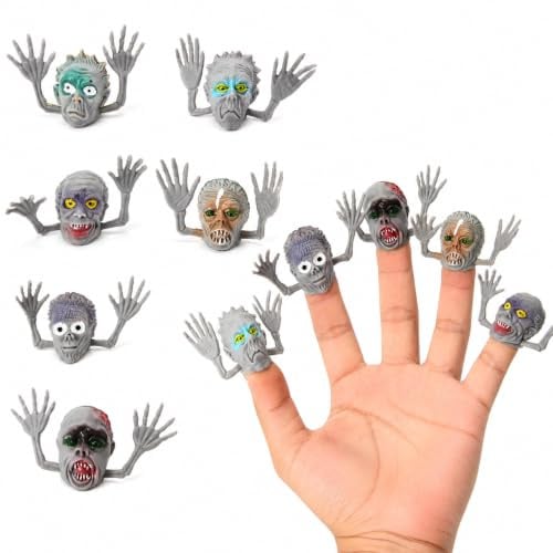 Hemoton Halloween Finger Puppets Zombie Finger Puppets Grey 12 Pack | Grey Pvc, Story Telling, House Play, Halloween Toys