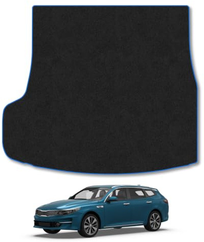 Kia Optima (2015-2019) [Estate] Premium Carpet Boot Mat | Blue Edge Trim Premium Boot Liner Tailored Fit Full Coverage Protection Accessories Easy Clean Anti Slip Made in the UK