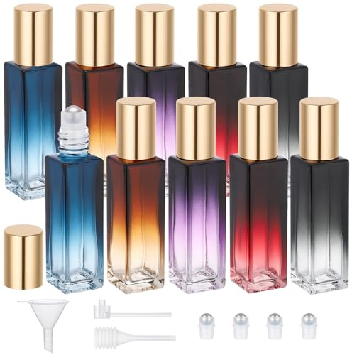 Segbeauty Flacon Roll On Vide en Verre, 10 Pièces Roll on Huile Essentielle Vide Bouteille 10ml, avec Bille en Acier Inoxydable, pour Aromathérapie, Parfums