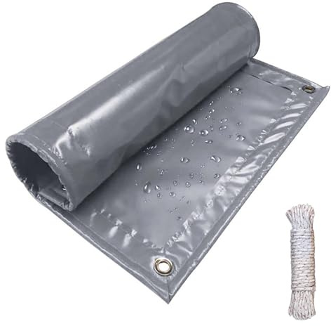 Waterproof Tarpaulin 300 x 430 cm HeavyDuty Weatherproof Tarp with Reinforced Corners and Grommets Ideal for Outdoor Use Balcony Roof Pergola Gray
