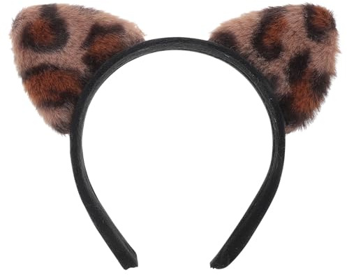 ELAYARD Leoparden Katzenohren Haarband Damen Weiches Dekoratives Stirnband mit Tierohren Bequemes Leopardenmuster für Cosplay Party und Alltag
