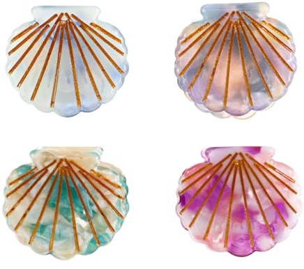 jojofuny Lot de 4 Petites Pinces à Griffes de Coquillage, en Acétate, pour Fixer et Maintenir les Cheveux, Accessoires Stylés pour Femmes et Filles