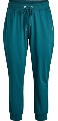 Zizzi Jogginghose Damen Große Größen mit Taschen, Trainingshose Loose Fit | Sporthose mit Kordelzug, Seitentaschen und Rippbündchen, weicher Baumwollmix, lockere Passform für Training und Freizeit