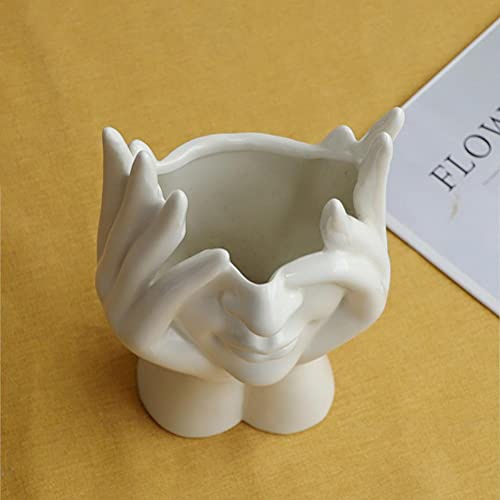 RASTKY Human Face Ceramic Vase Stylish Home Decor Plant Flower Pot Gift Idea for Friends and Colleagues Large White 4 * 8 * 4 (RASTKYpgi2ufvc9k-10273181)