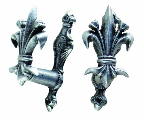 Denix - 2er Set Wandhaken, ausziehbar, Motiv: Bourbon Lilie, Farbe: Silber