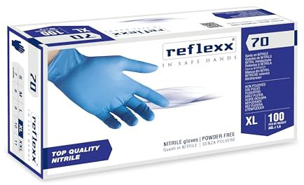 REFLEXX R70 / XL Guanti senza nitrili in polvere, X-Large, azzurro, confezione da 100