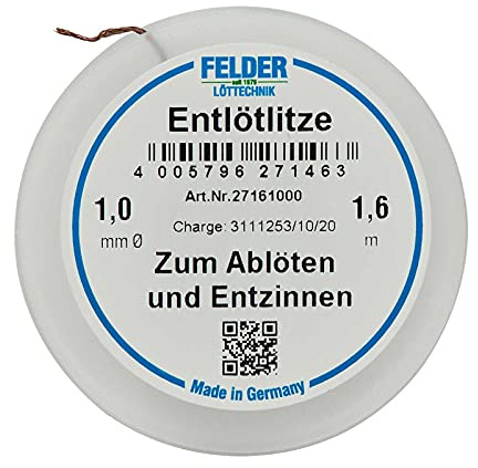 Felder 27161000 Entlötlitze, flußmittelgetränkt, 1,00 mm, 1,60 m Spule