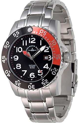 Zeno-Watch Herrenuhr - Airplane Diver Airplanediver II, Black + orange - 6350Q-a1-5M