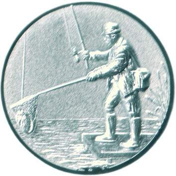 FABRIKSTORES GmbH - Pokal Emblem Angeln - 50 mm, Silber, Rund, Sportpreis-Emblem