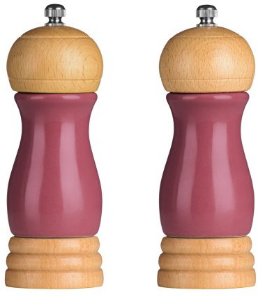 Premier Housewares Rubberwood Salt and Pepper Mill Set - Raspberry