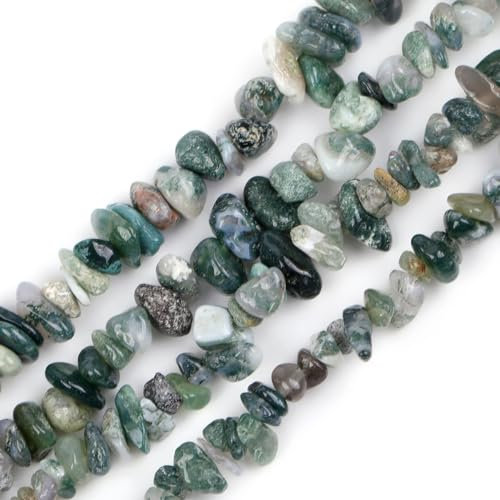 GEM-Inside Moos Achat Kiesspäne 5-8 mm Edelstein Halbedelstein für Schmuckherstellung 86,4 cm pro Strang