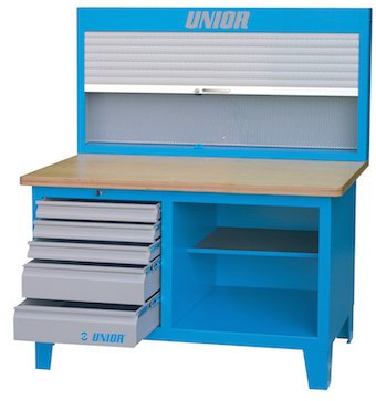 Unior 946ACR Werkbank mit Werkzeuglochwand mit Metalljalousie