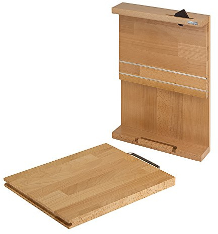 Artelegno 39 Magnetischer Messerblock Bologna mit integriertem geöltem Schneidebrett, massives Buchenholz, naturlackiert, 11,8 x 2,95 x 18,7