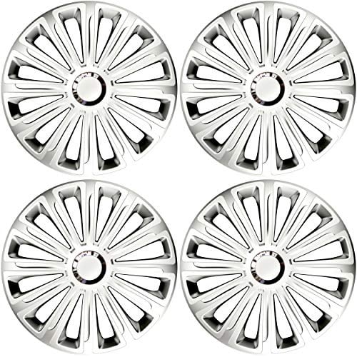 Versaco Car Wheel Trims TRENDRCBS16 - Black/Silver 16 Inch 12-Spoke - Boxed Set of 4 Hubcaps - Includes Fittings/Instructions