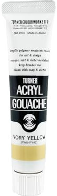 Turner Colour Works Acryl Gouache Artist Acrylic Paint - Single 20 ml Tube - Ivory Yellow