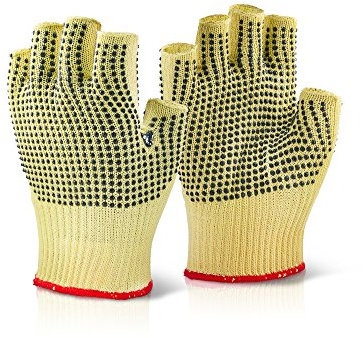 BeeSwift KFLGMWD08 Click Kutstop Gloves Kevlar Fingerless Dotted Size 8