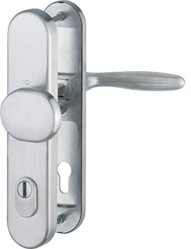 HOPPE Haustür Eingangstür Wechselgarnitur VERONA - Ö-Norm Entfernung 88mm, Edelstahl matt, Langschild Profilzylinder für Türstärke 67-72mm, mit Kernziehschutz, Prüfung: RC2 nach EN 1906, 1 Stück Sicherheitsbeschlag
